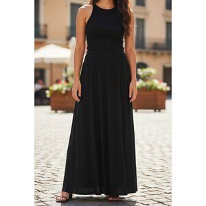 Merona Womens Black Maxi Skirt L Spandex Stretch Waistband